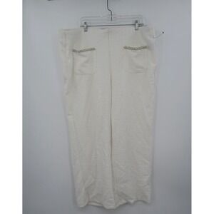 JONES NEW YORK Womens White Textured Pants‎ Pearl Embellished Pockets Size 2X